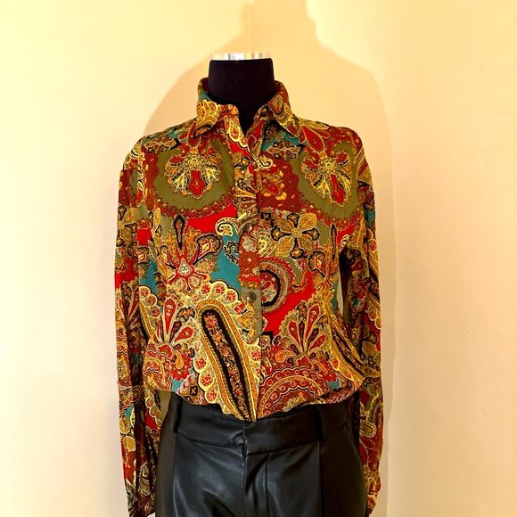 Ralph Lauren Tops - RL Paisley Fall colors shirt, sz xs